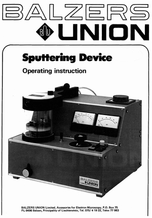 Balzers Union - 07 120B - Sputtering Device - Operating Instructions.pdf