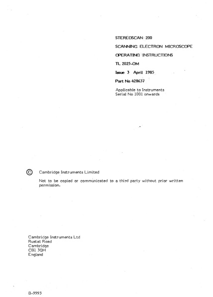 File:N25D0156 - TL 2025-OM - Cambridge Stereoscan 200 - Scanning Electron Microsocpe Operating Instructions - Issue 3 april 1985 - part no 428637 - compressed.pdf